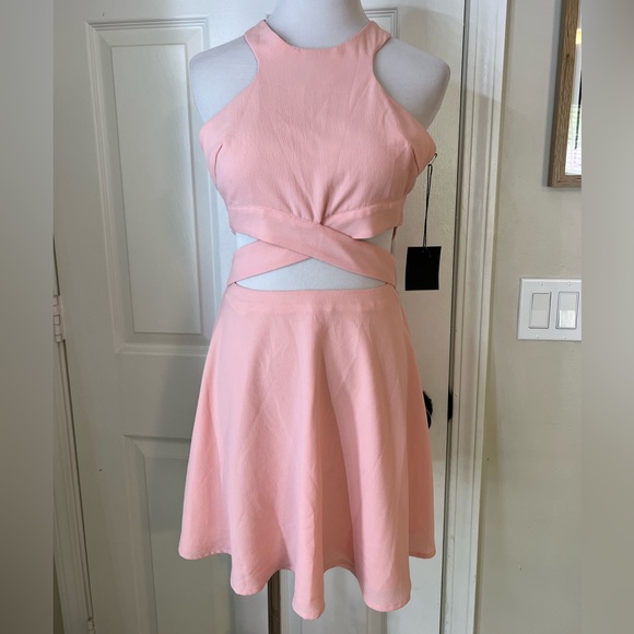 REVOLVE NBD x Naven Pink Chromat Fit & Flare Mini Dress - Picture 3 of 6